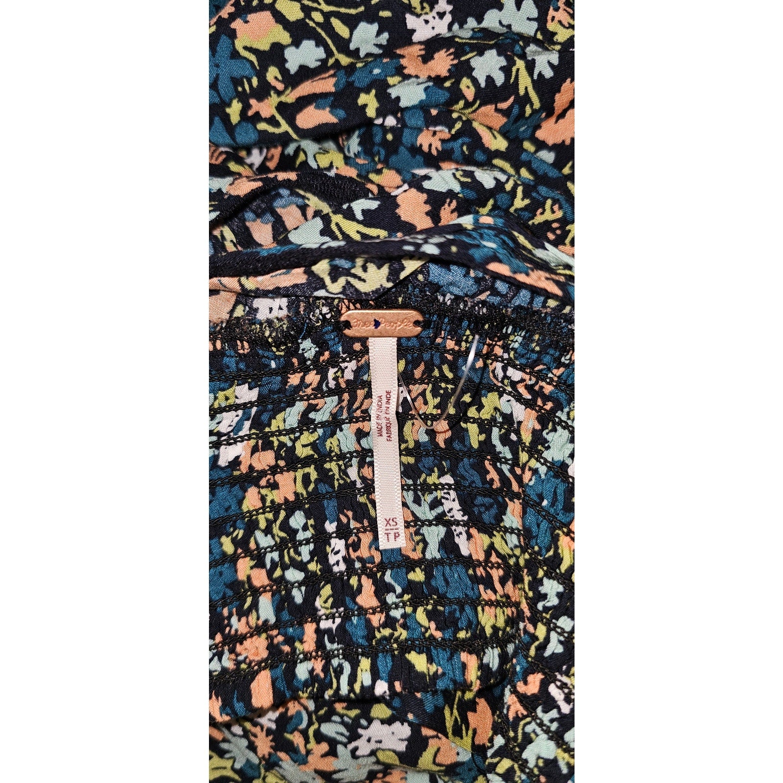 New Free People Pretty Dayz Midi Skirt Set $128 X-SMALL Blue Boho Floral Smocked