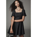 Anthropologie Pilcro Short-Sleeve Square-Neck Denim Mini Dress $148 SMALL