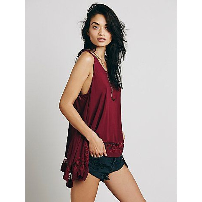 FREE PEOPLE INTIMATELY Outlined High Low Cami X-SMALL Red Berry Free People