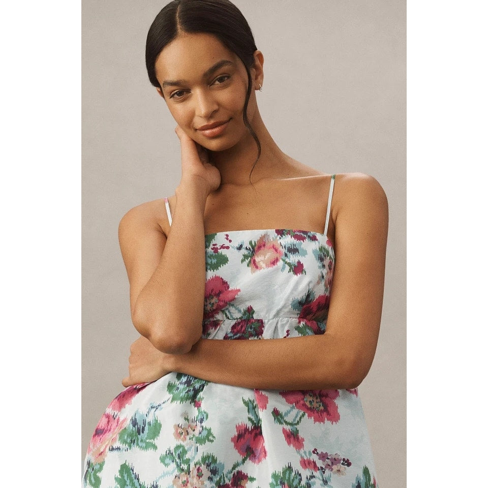 New ANTHROPOLOGIE BHLDN Sophia Apron-Top Jacquard Midi Dress $248 LARGE Teal