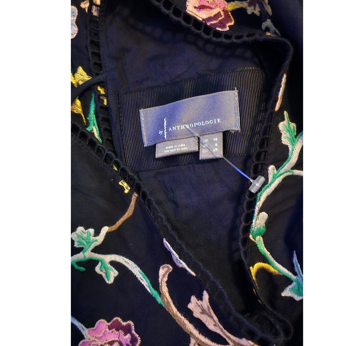 New By Anthropologie Floral Embroidered Mini Dress $298 SIZE 6 Black