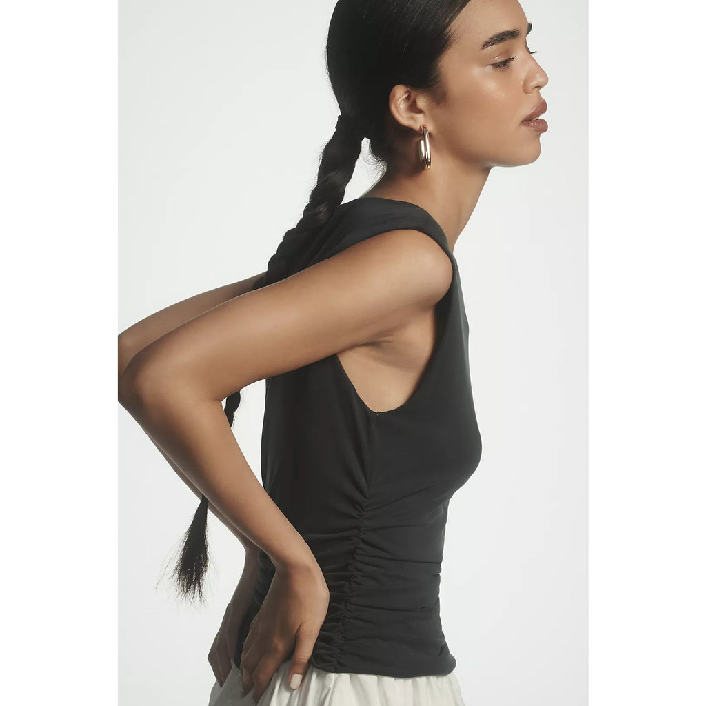 Anthropologie Bubble Twofer Ruched Mini Dress X-LARGE Black & White Anthropologie
