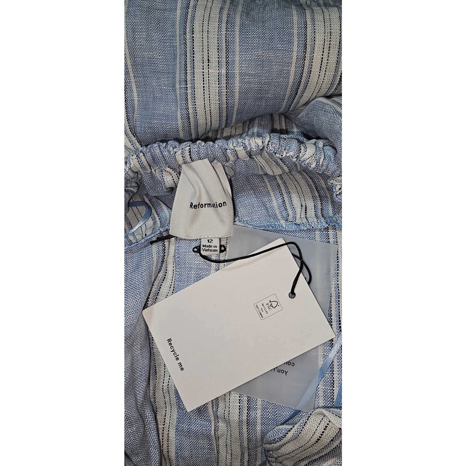 Anthropologie Reformation Tace Linen Midi Shirt Dress $248 12 Blue Striped Anthropologie