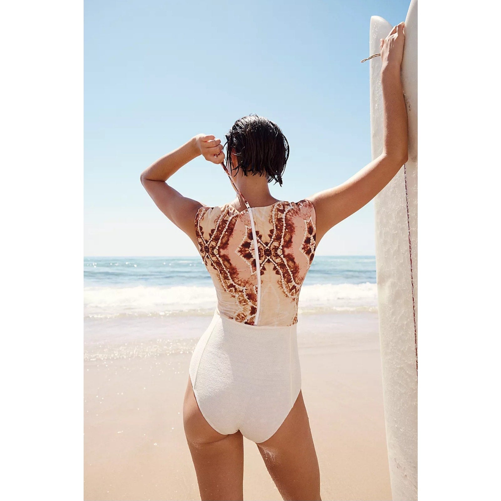 New FREE PEOPLE Resin Obsidian Paisley Surf Suit $185 LARGE Brown Motif