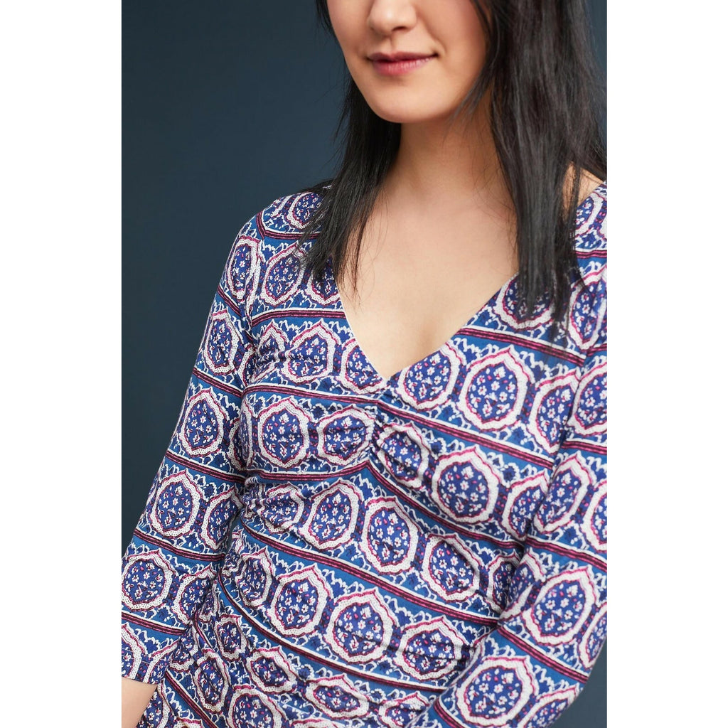 New Anthropologie Medea Ruched Column Dress by Moulinette Soeurs Sz Small Geo