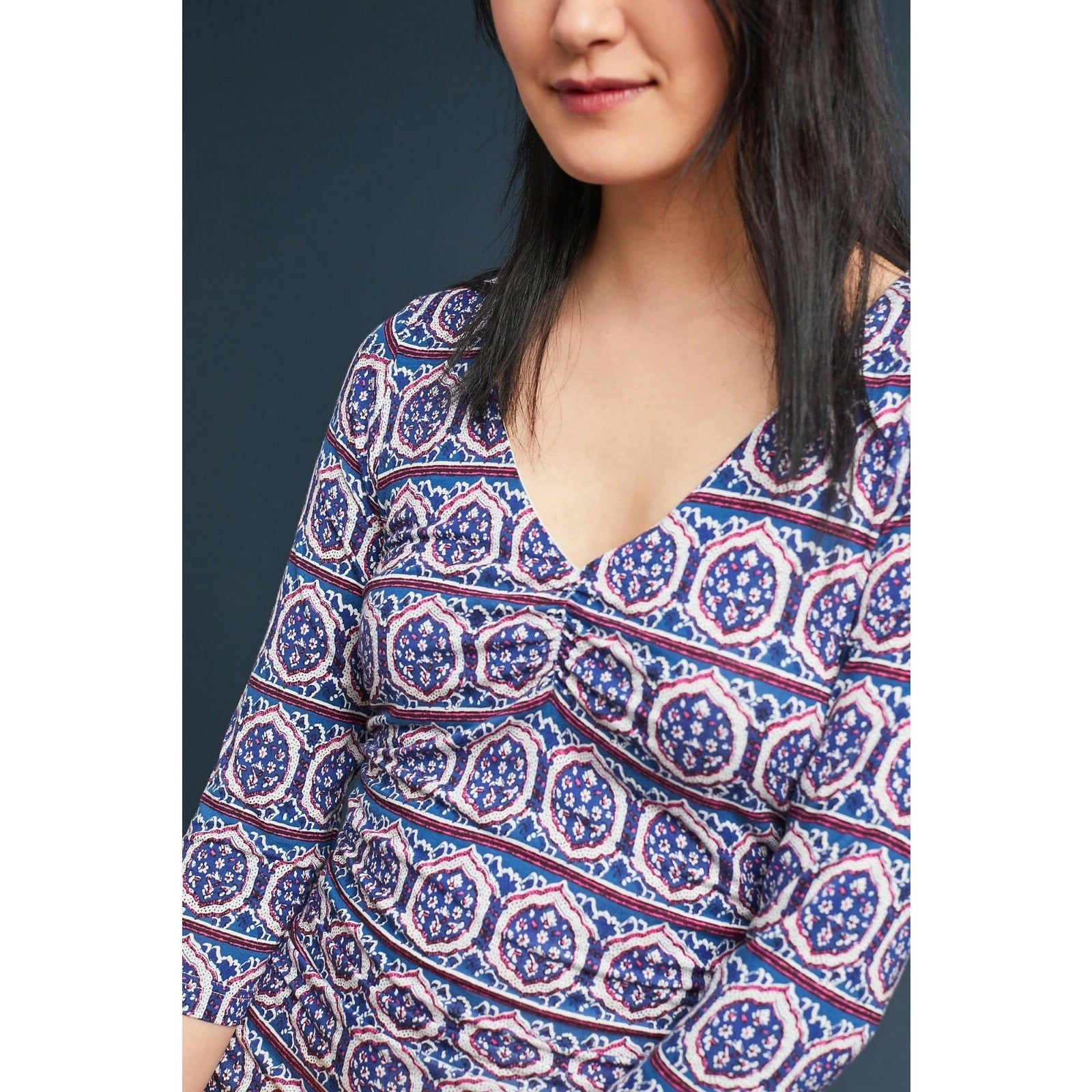 New Anthropologie Medea Ruched Column Dress by Moulinette Soeurs Sz Small Geo