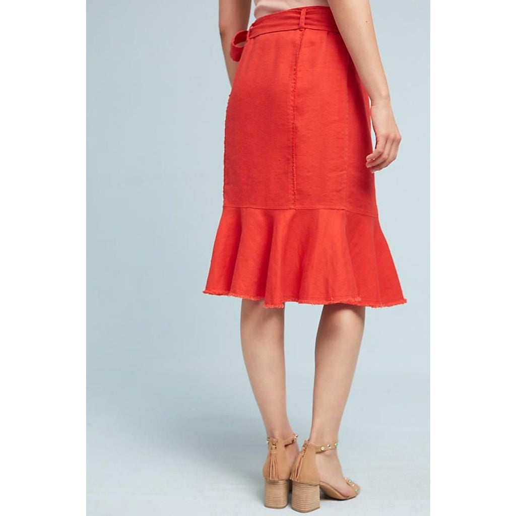 New Anthropologie $118 Holding Horses Women's Orange Ria Ruffled Skirt Size 2