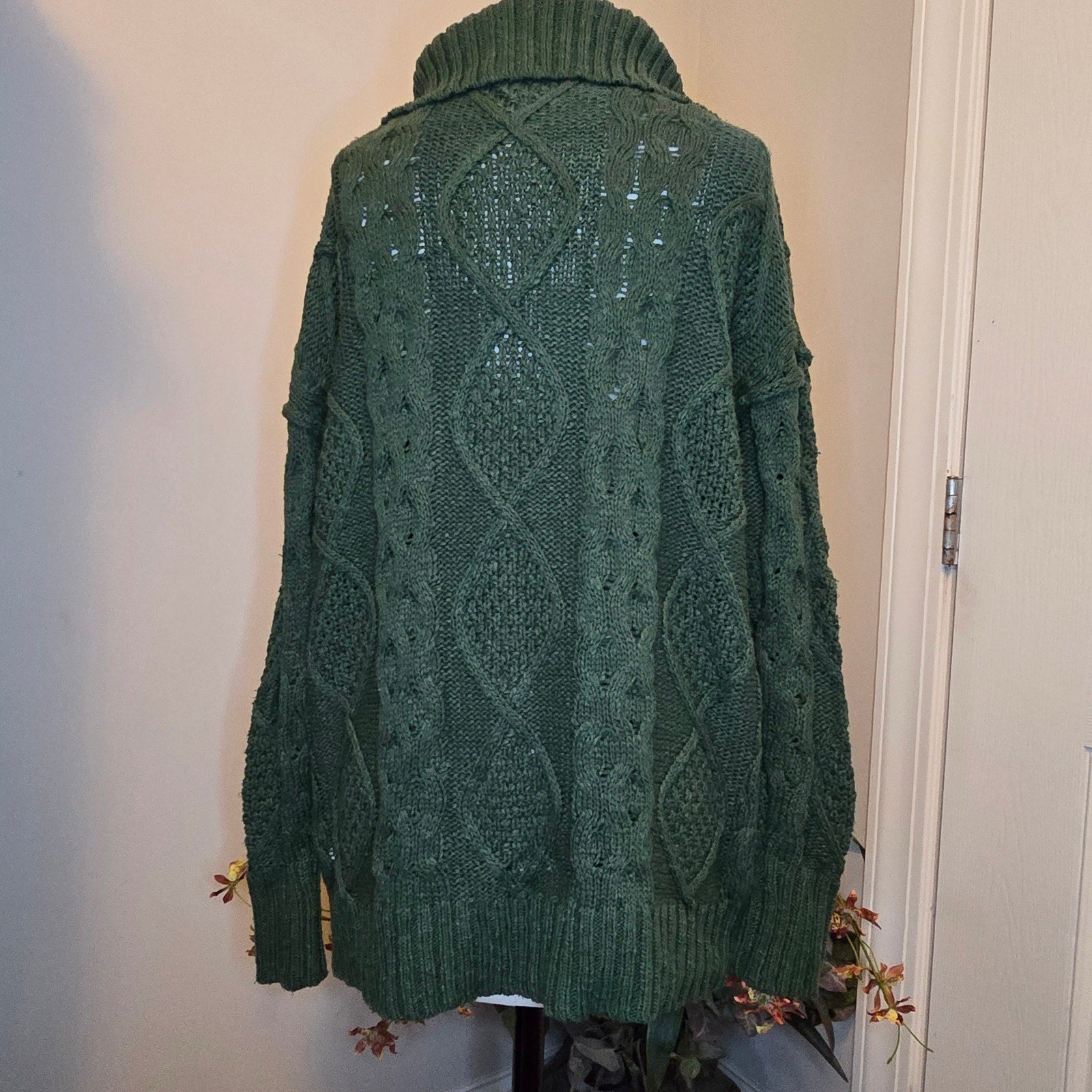 Free People Driftwood Cable Polo Sweater