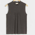 New Anthropologie Vlada Pintucked Top by T.La  $48 BLACK XS Heathered Cotton