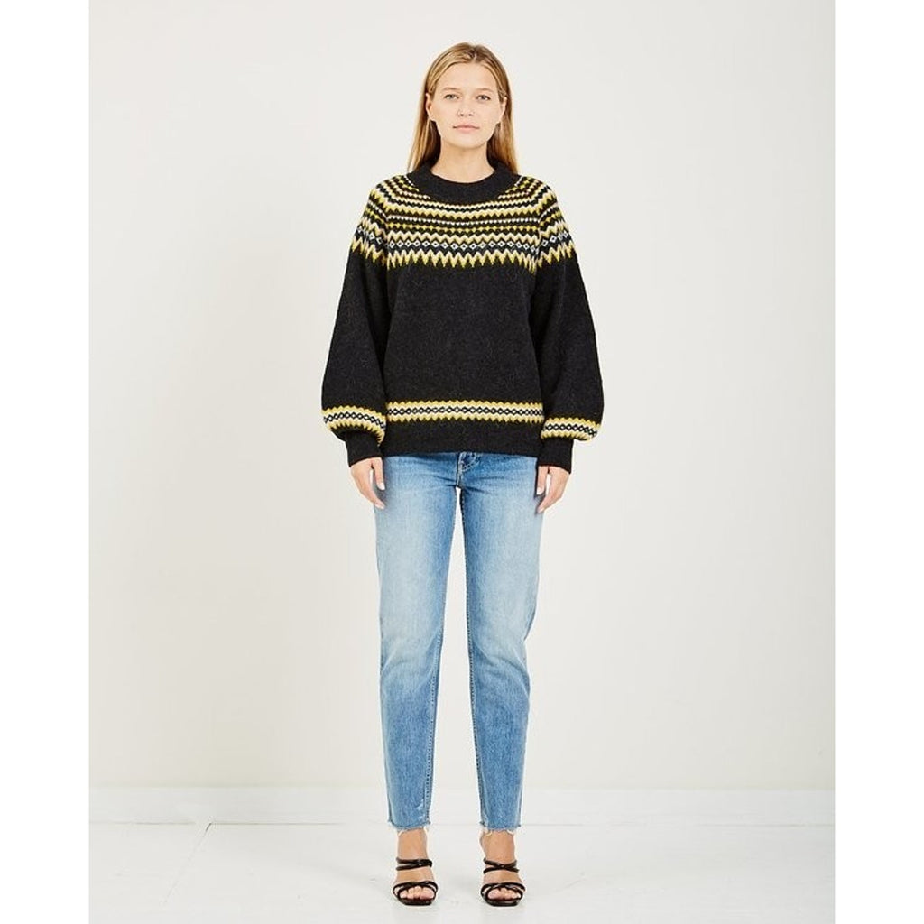 New Anthropologie Just Female Svan Knit Alpaca Wool Blend Sweater $173 Small Blk
