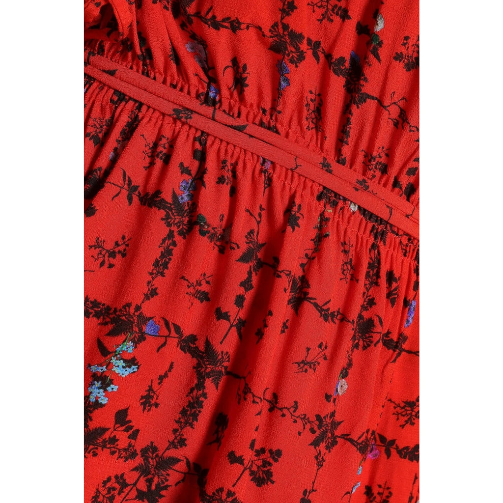 NEW Preen Verena Ruffel Trim Floral Crepe Long Sleeve Wrap Top Medium