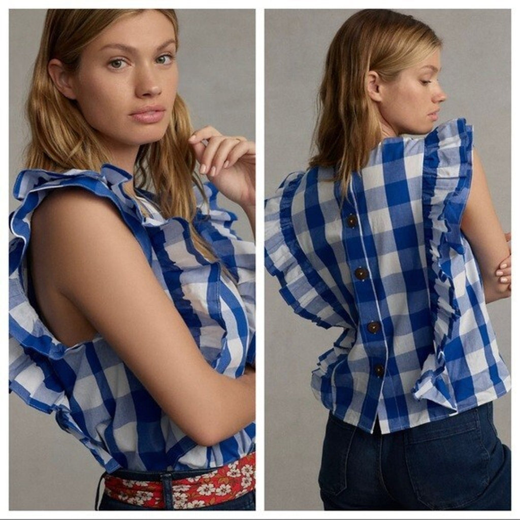 NEW Anthropologie Whit Two Cascade Ruffled Blouse Size Small