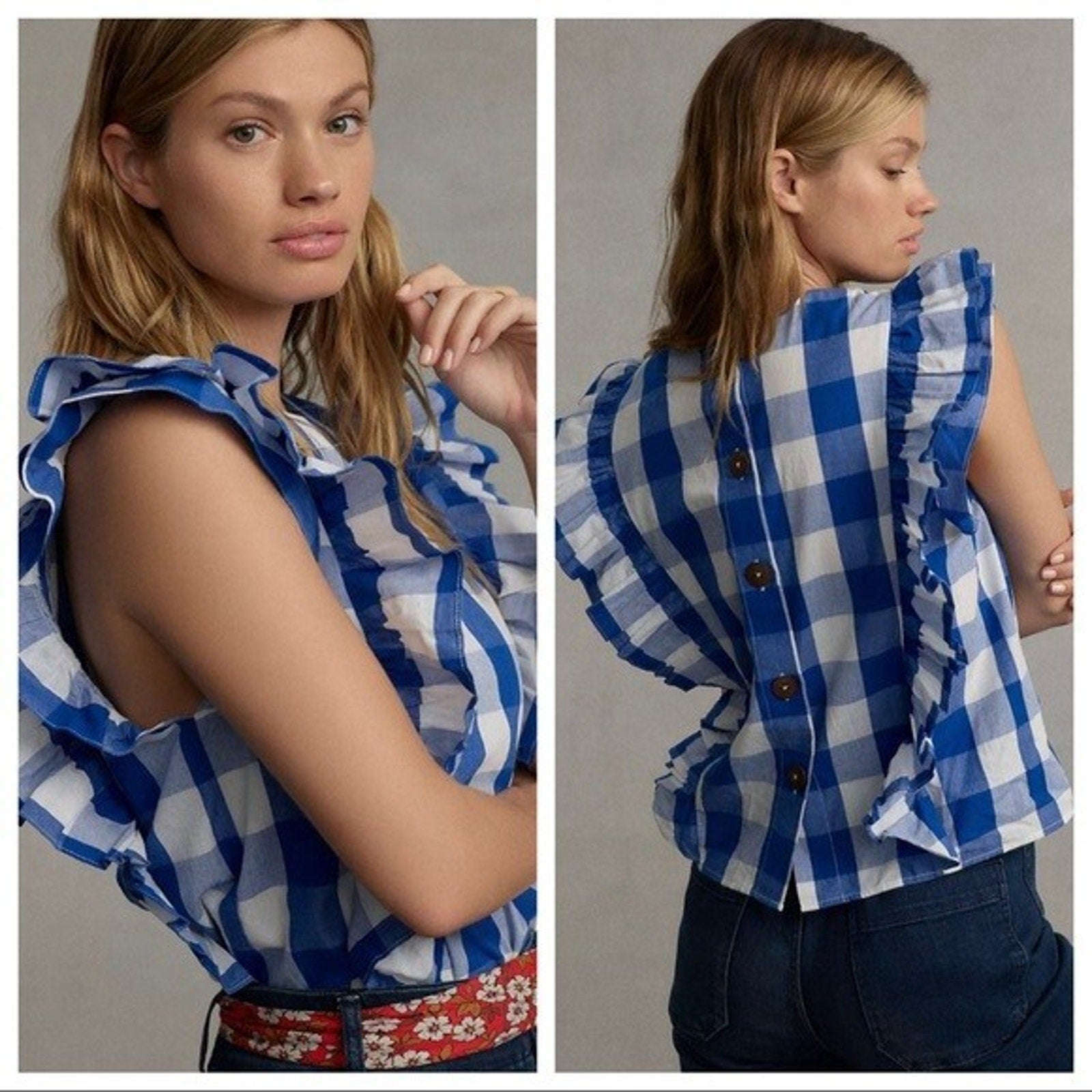 NEW Anthropologie Whit Two Cascade Ruffled Blouse Size Small