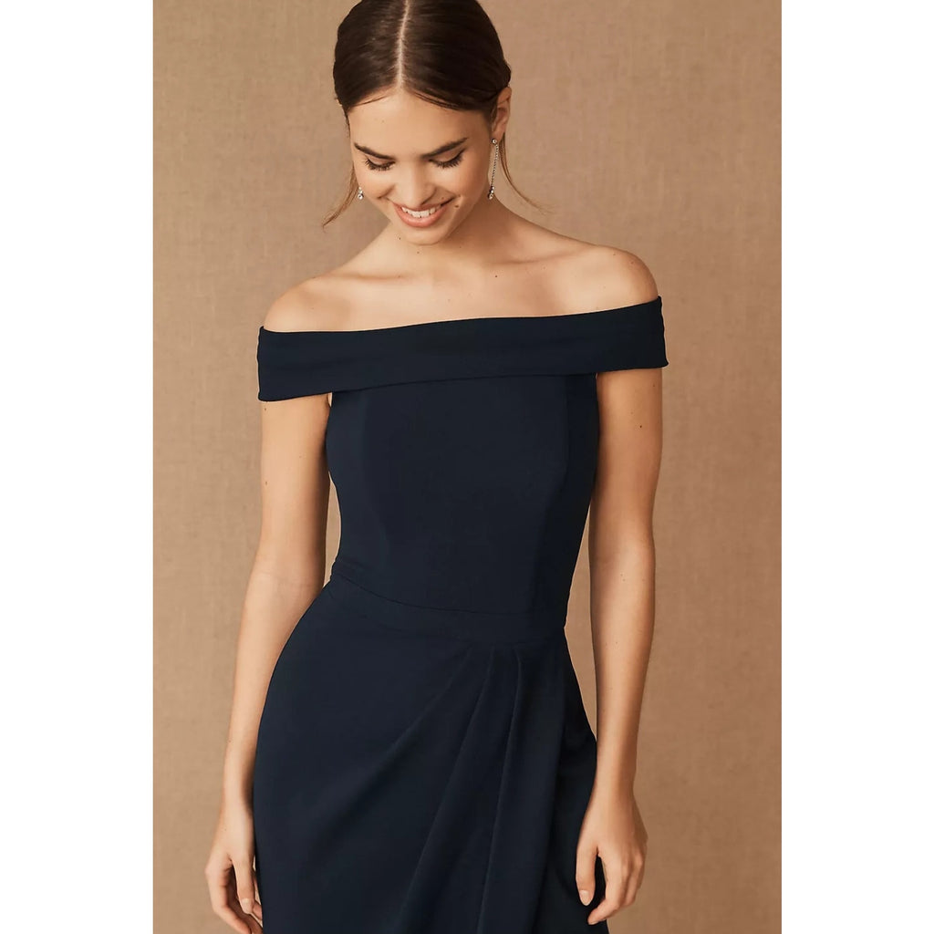 New Anthropologie BHLDN Thompson Dress OFF-THE-SHOULDER $168 SIZE 14 Blue