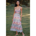 ANTHROPOLOGIE Ro's Garden Brittany Tiered Midi Dress SMALL Black Motif Anthropologie