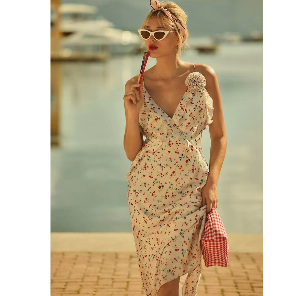 Anthropologie Bardot Olea Sleeveless Ruffle Midi Dress $148 SIZE 8