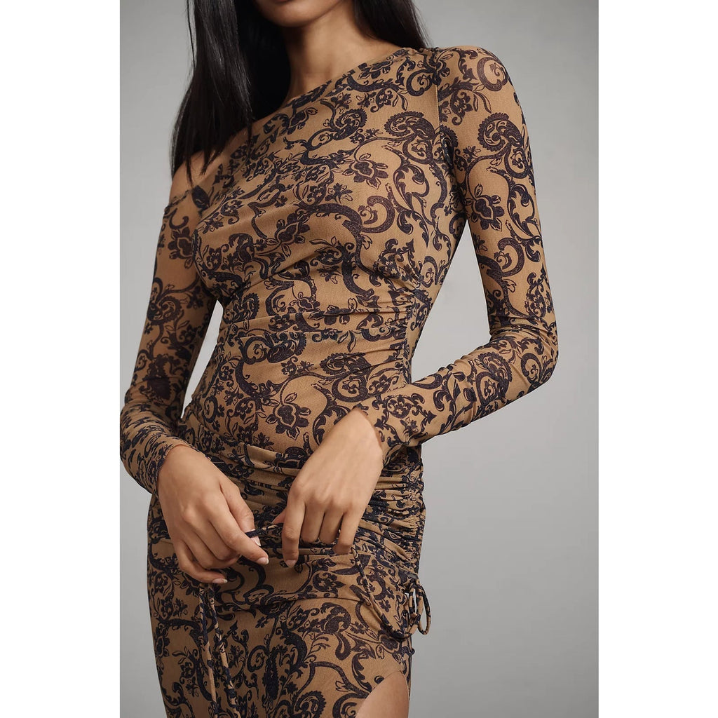 Anthropologie BEC+BRIDGE Western Sun Long-Sleeve Dress US SIZE 10 Brown Anthropologie