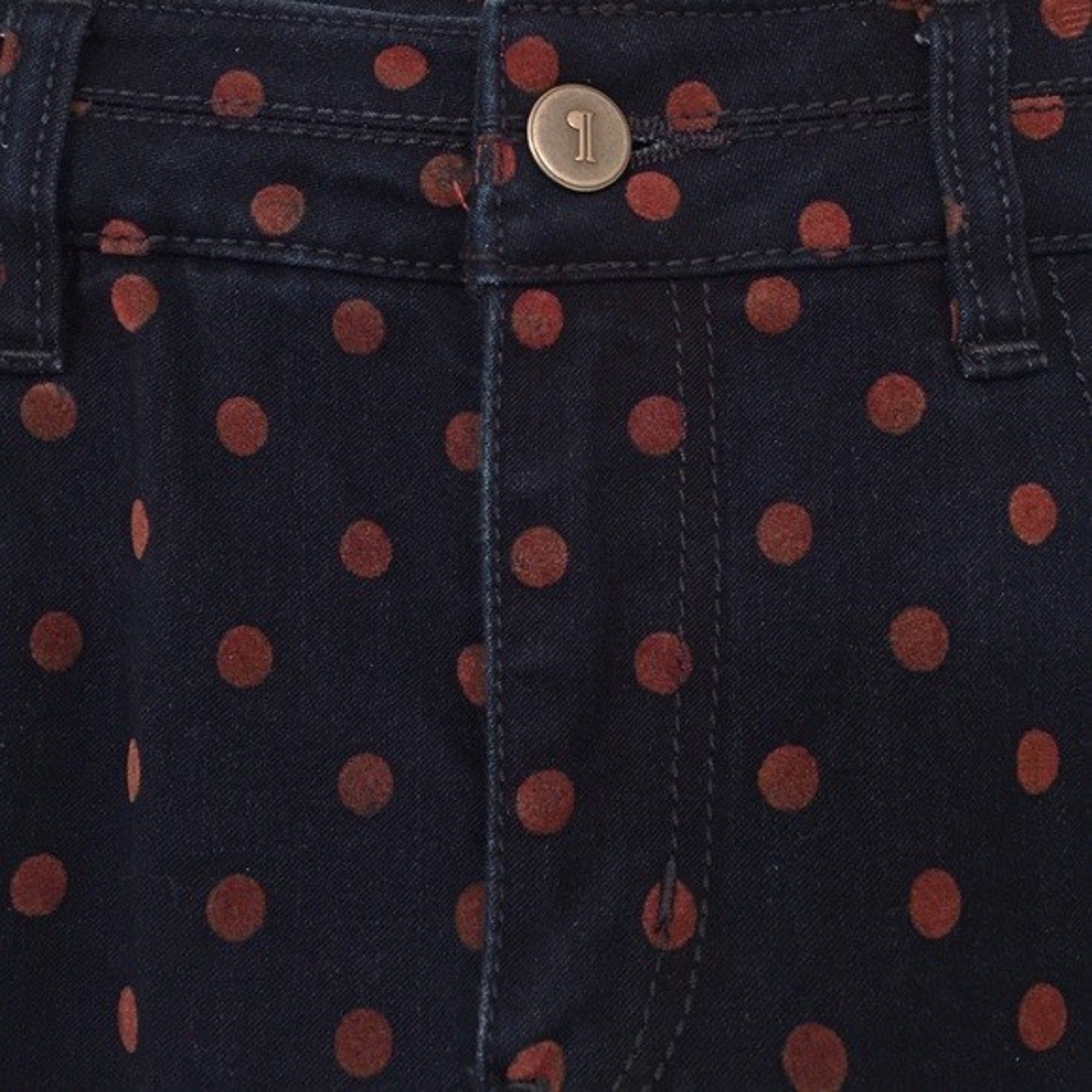 NEW Anthropologie Pilcro Dotted Denim Pencil Skirt Size 28 Polka Dot Mini