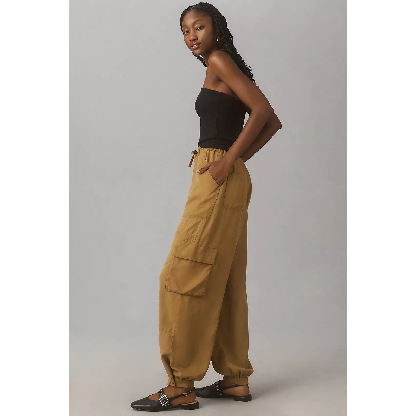New ANTHROPOLOGIE MOTHER The Curbside Cargo Quickie Cinch Pants S Bronze Mist