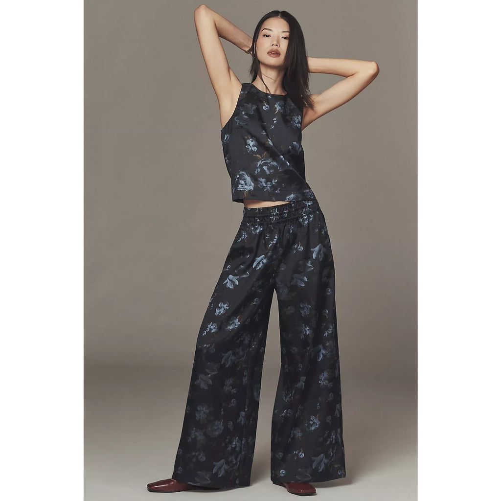 Anthropologie The Somerset Jacquard Full-Length Pull-On Pants XL Blue Anthropologie