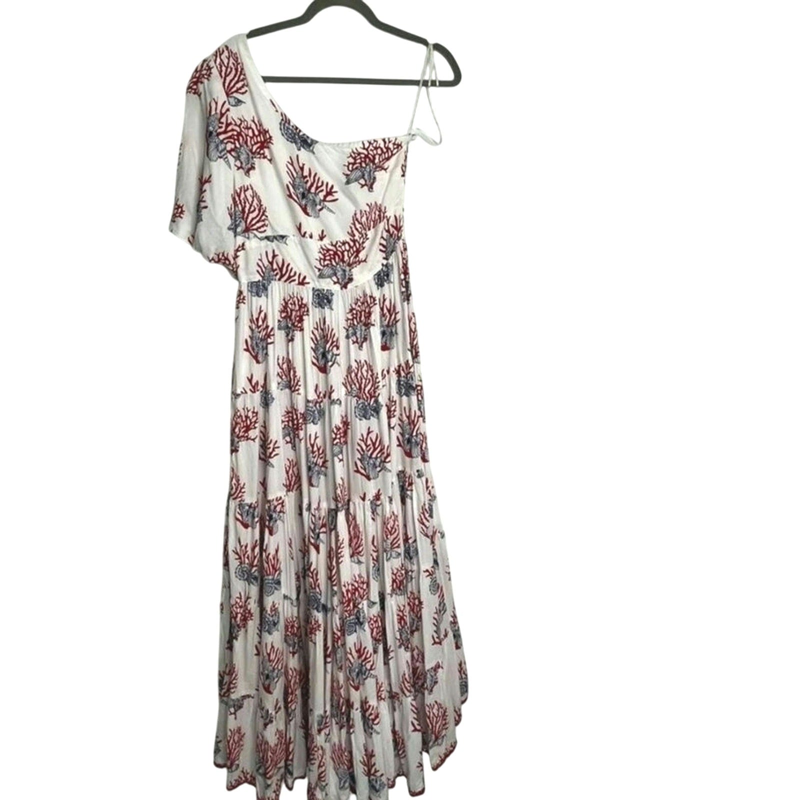 New ANTHROPOLOGIE Priya Israni Puff One-Shoulder Belted Maxi Dress $258 XXSP