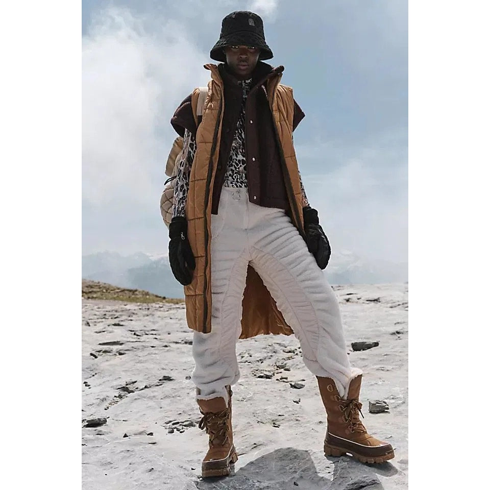 New FREE PEOPLE Sundown Fleece Jogger Style Pants $168 X-SMALL Ivory Sherpa