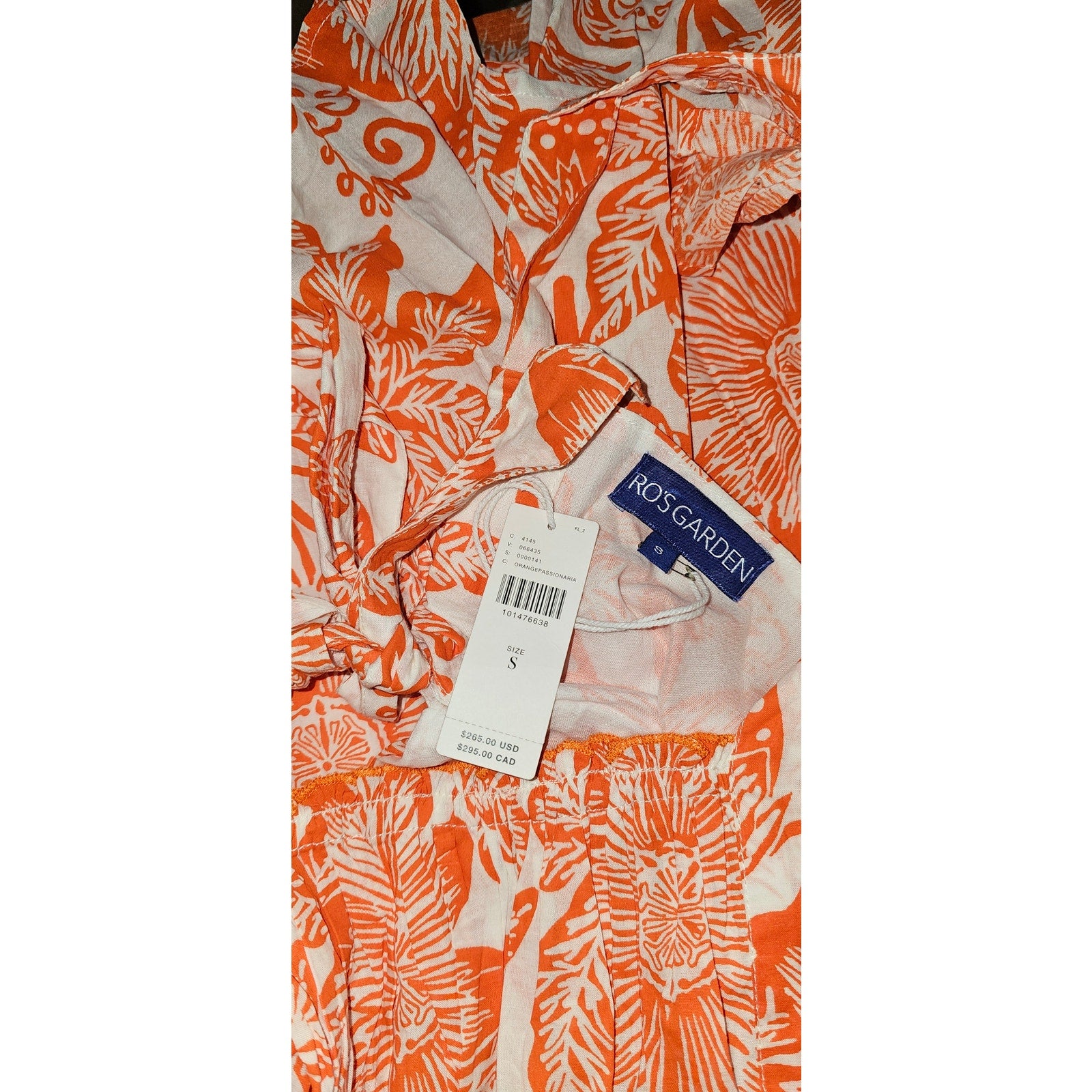 ANTHROPOLOGIE Ro's Garden Cotton Flutter-Sleeve Midi Dress SMALL Orange Anthropologie