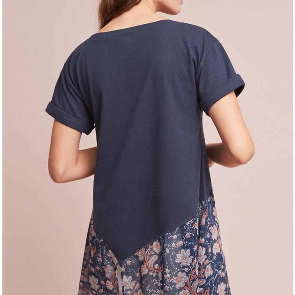 Anthropologie KRIS LACE TUNIC TOP by AKEMI + KIN White Floral Applique XS