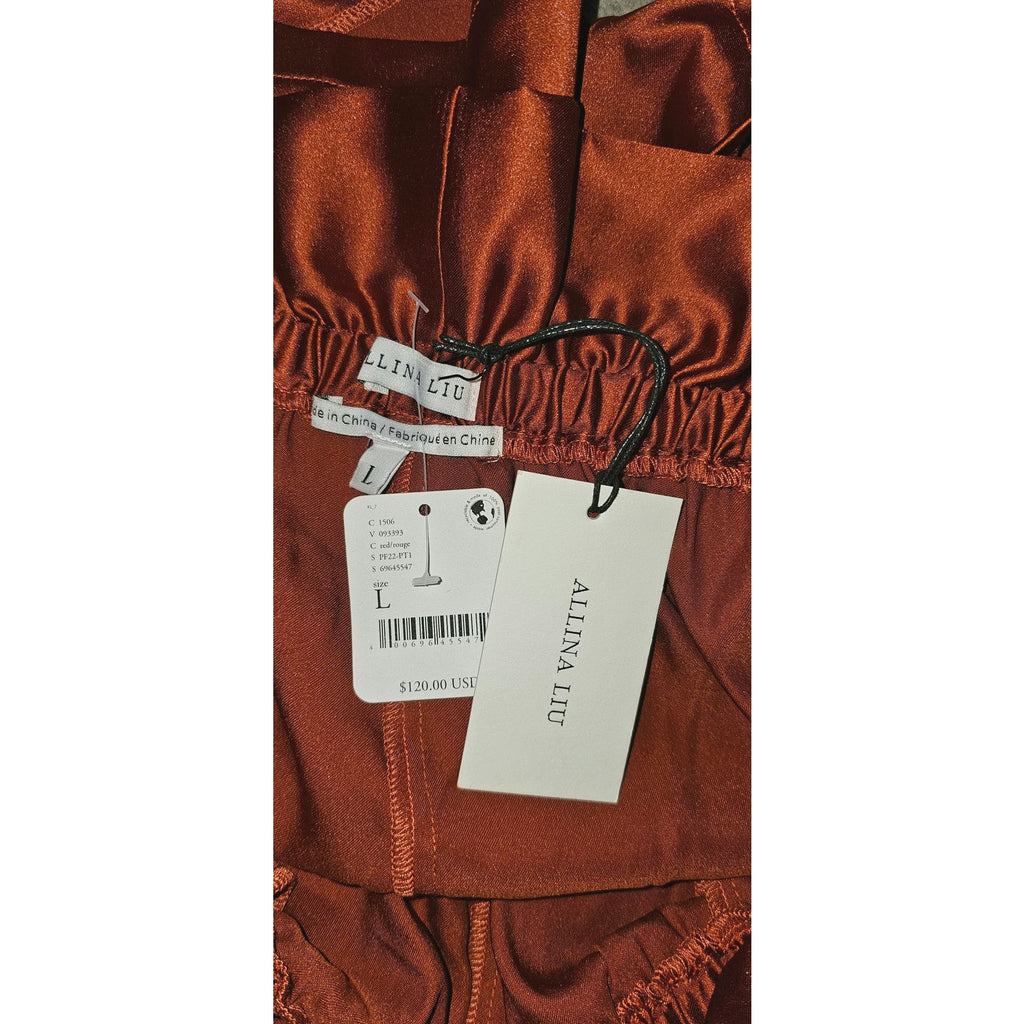New ANTHROPOLOGIE Allina Liu Webb Satin Shorts $120 LARGE Copper