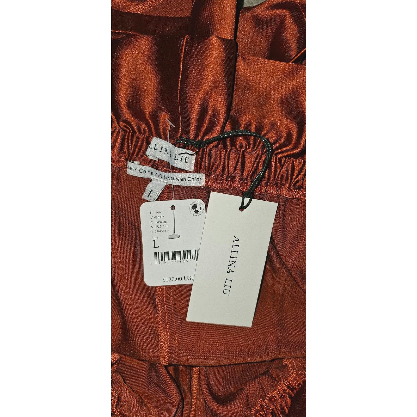 New ANTHROPOLOGIE Allina Liu Webb Satin Shorts $120 LARGE Copper