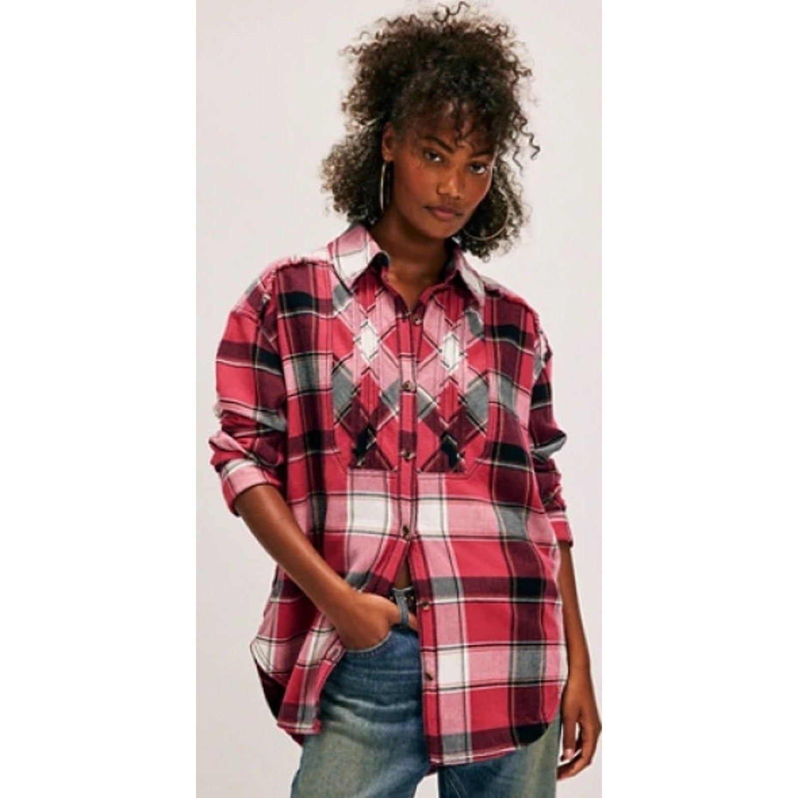Free People We the Free Layla Plaid Button Down Shirt