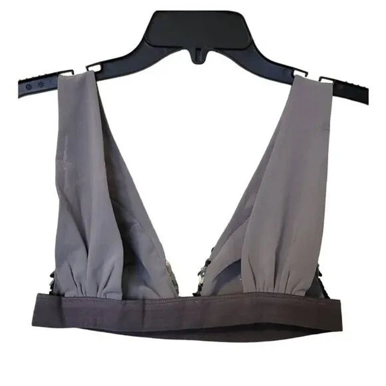 New Free People LET IT SHINE BRALETTE $48 + PANTY $38 SEQUINED X-SMALL Gray