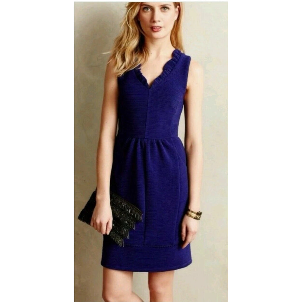 New Anthropologie MAEVE Ottoman Mini Dress $158 LARGE PETITE Blue
