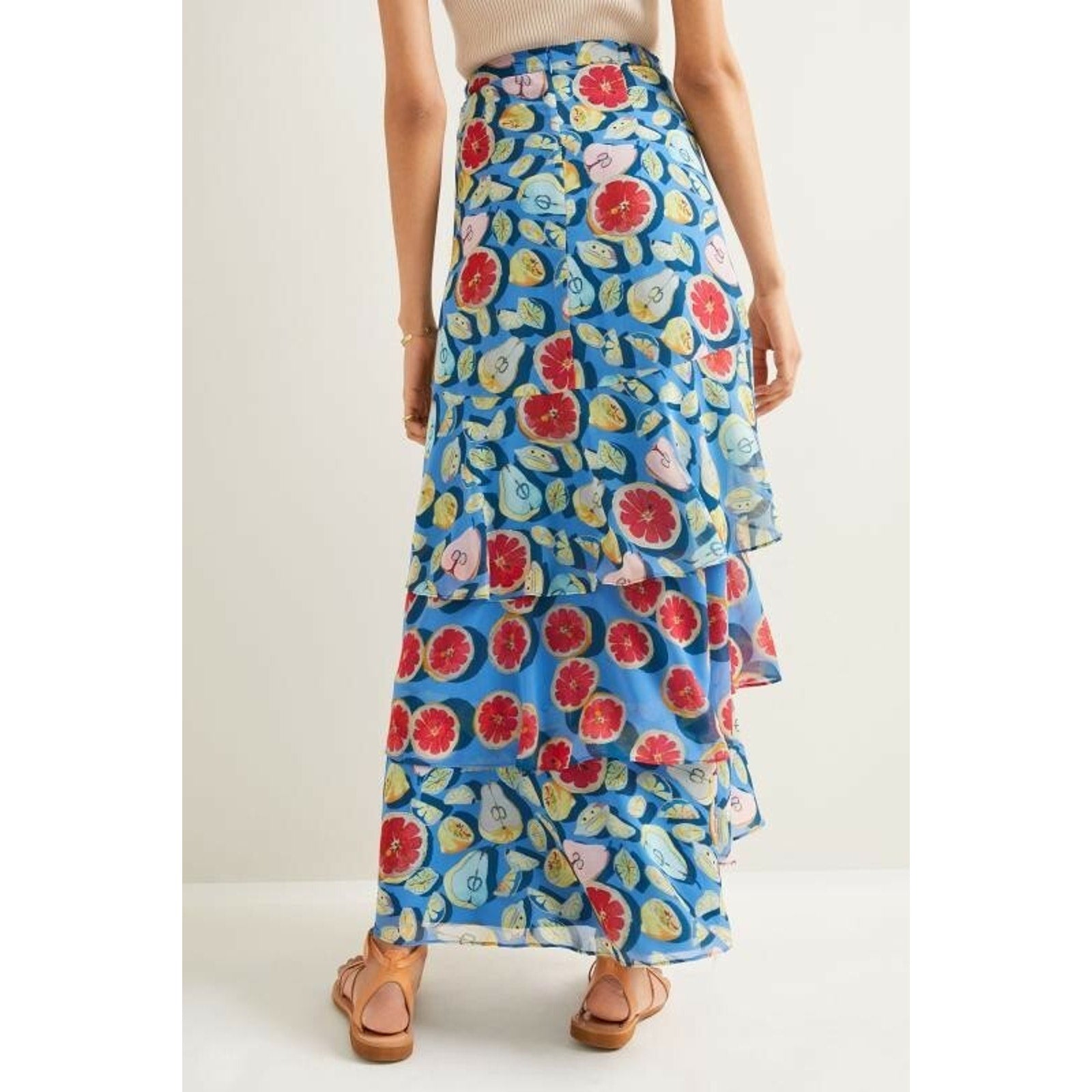 NEW Anthropologie Medley Tiered Maxi Skirt by Hutch $198 Size Small Fruit Blue