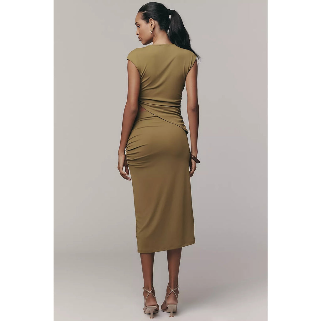 Anthropologie Sleeveless Cutout Knit Midi Dress MEDIUM Green Anthropologie