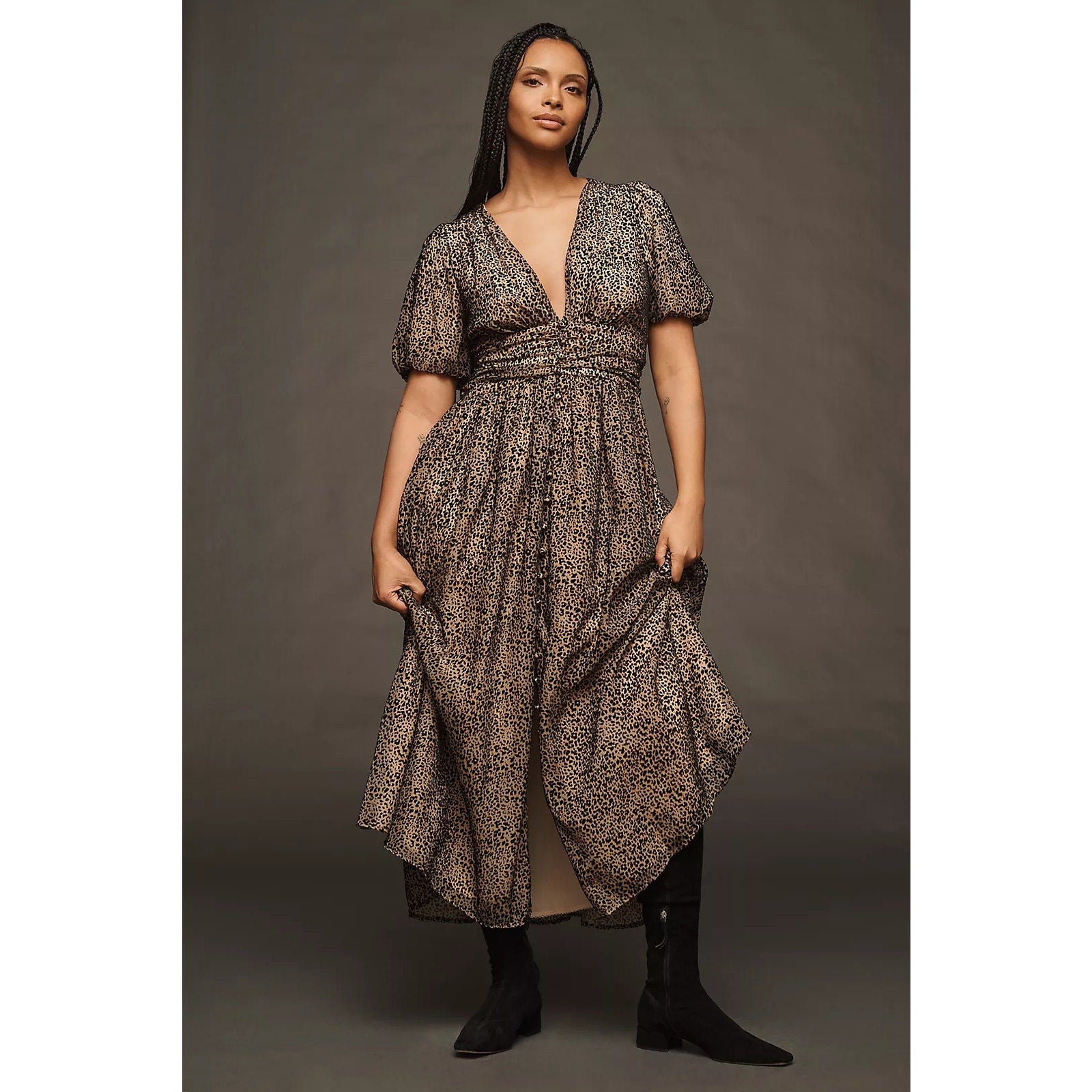 Anthropologie The Katerina Button-Front Dress: Velvet Edition $230 SIZE 6