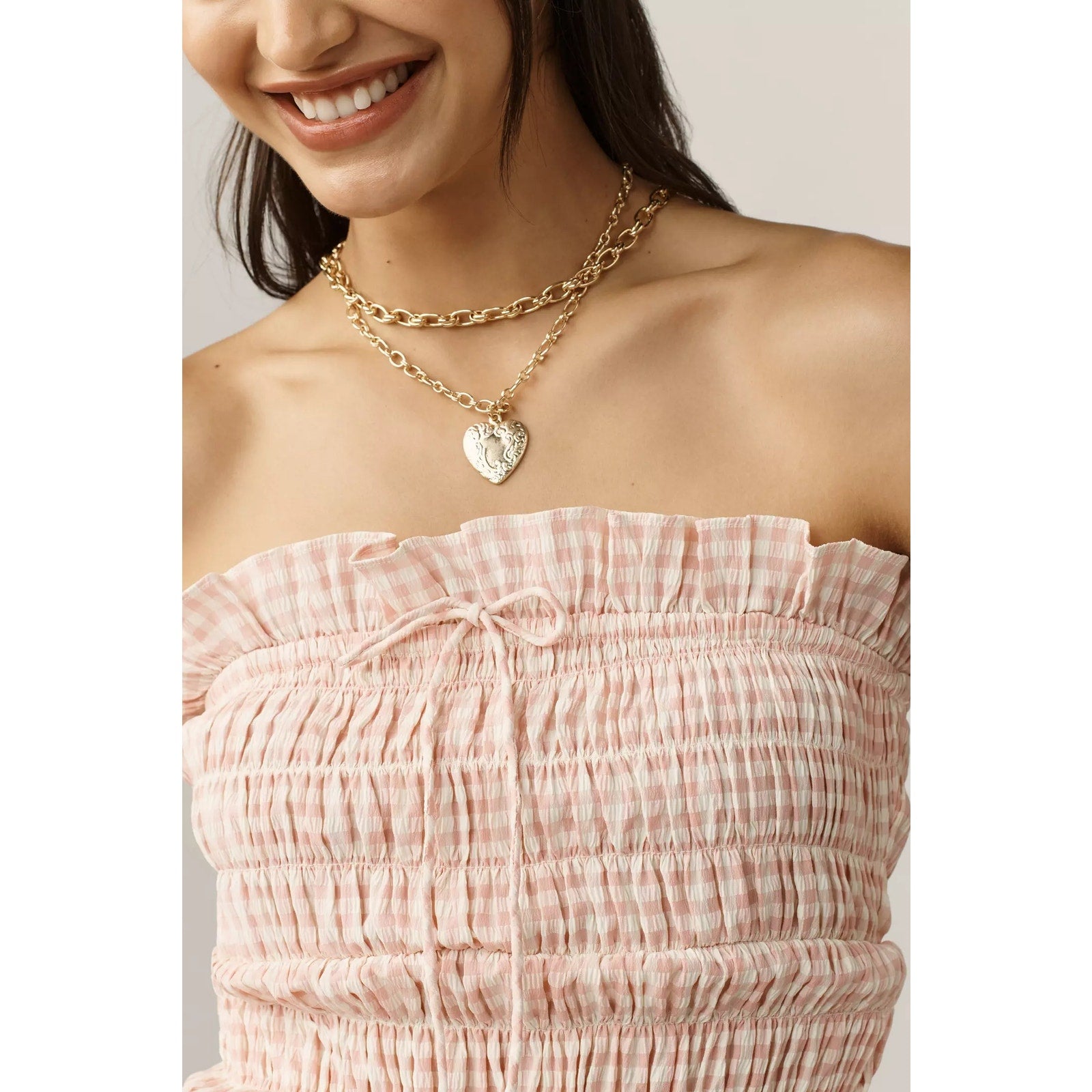 Anthropologie For Love & Lemons Petal Smocked Midi Dress Large Gingham Anthropologie