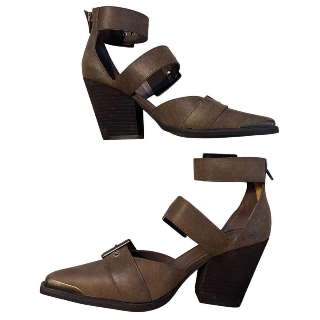 Free People x Jeffrey Campbell Hendrix Heels SIZE 8 Brown BUCKLES Free People