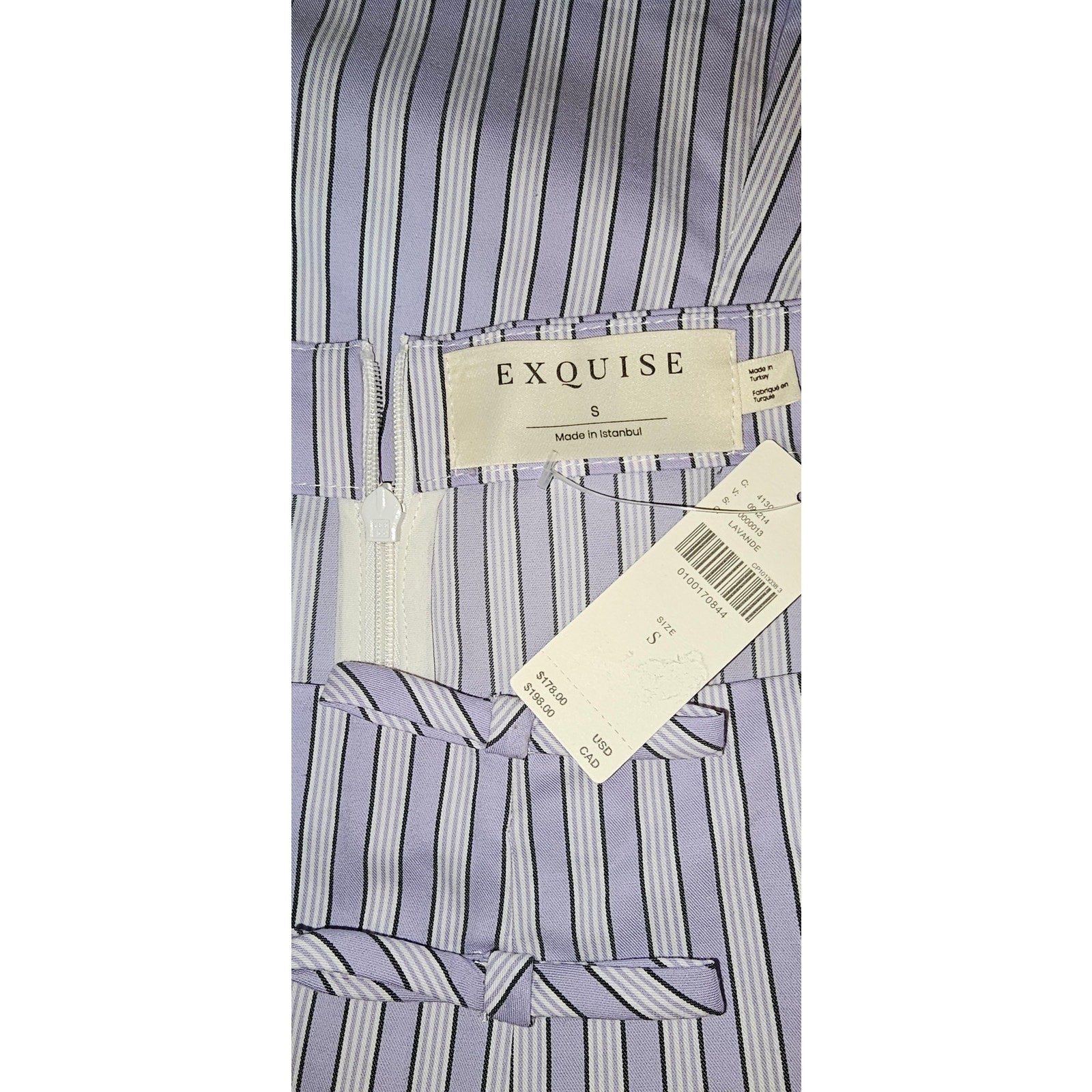 Anthropologie Exquise High-Neck Bow Mini Dress SMALL Lavender Striped Anthropologie