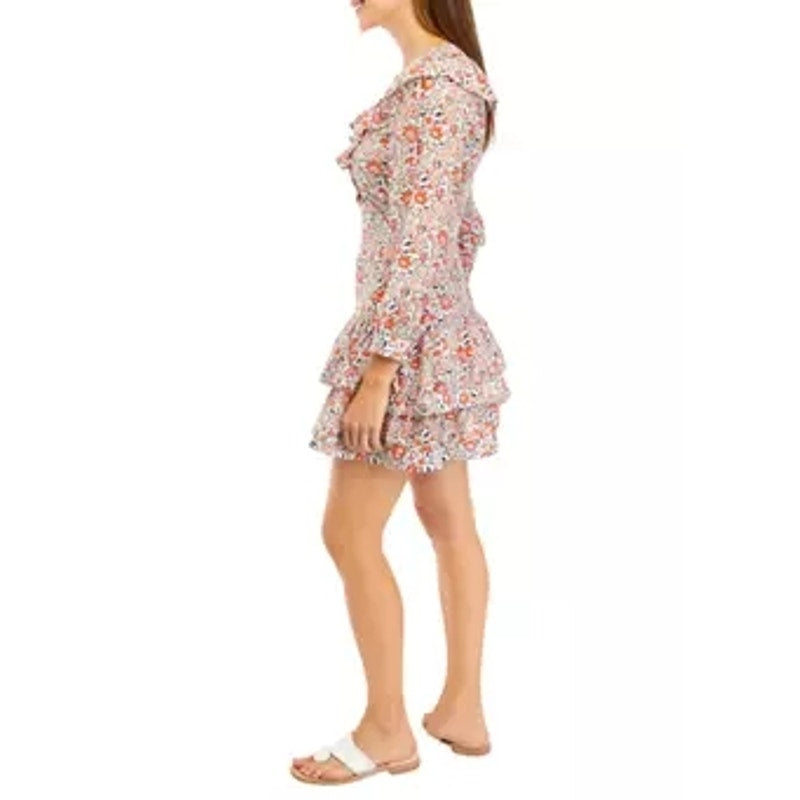 New VIineyard Vines Ivy Ruffle Mini Dress $328 SIZE 2 Multi Stone Floral
