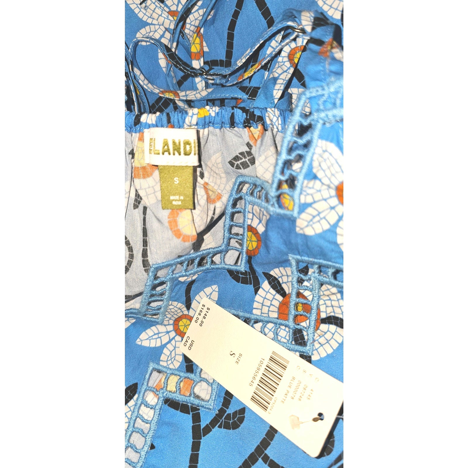Anthropologie Celandine Mosaic Tiles Mini Dress SMALL Blue COVERUP Anthropologie