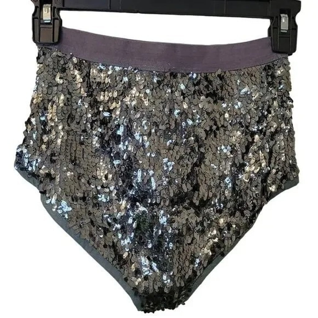 New Free People LET IT SHINE BRALETTE $48 + PANTY $38 SEQUINED X-SMALL Gray