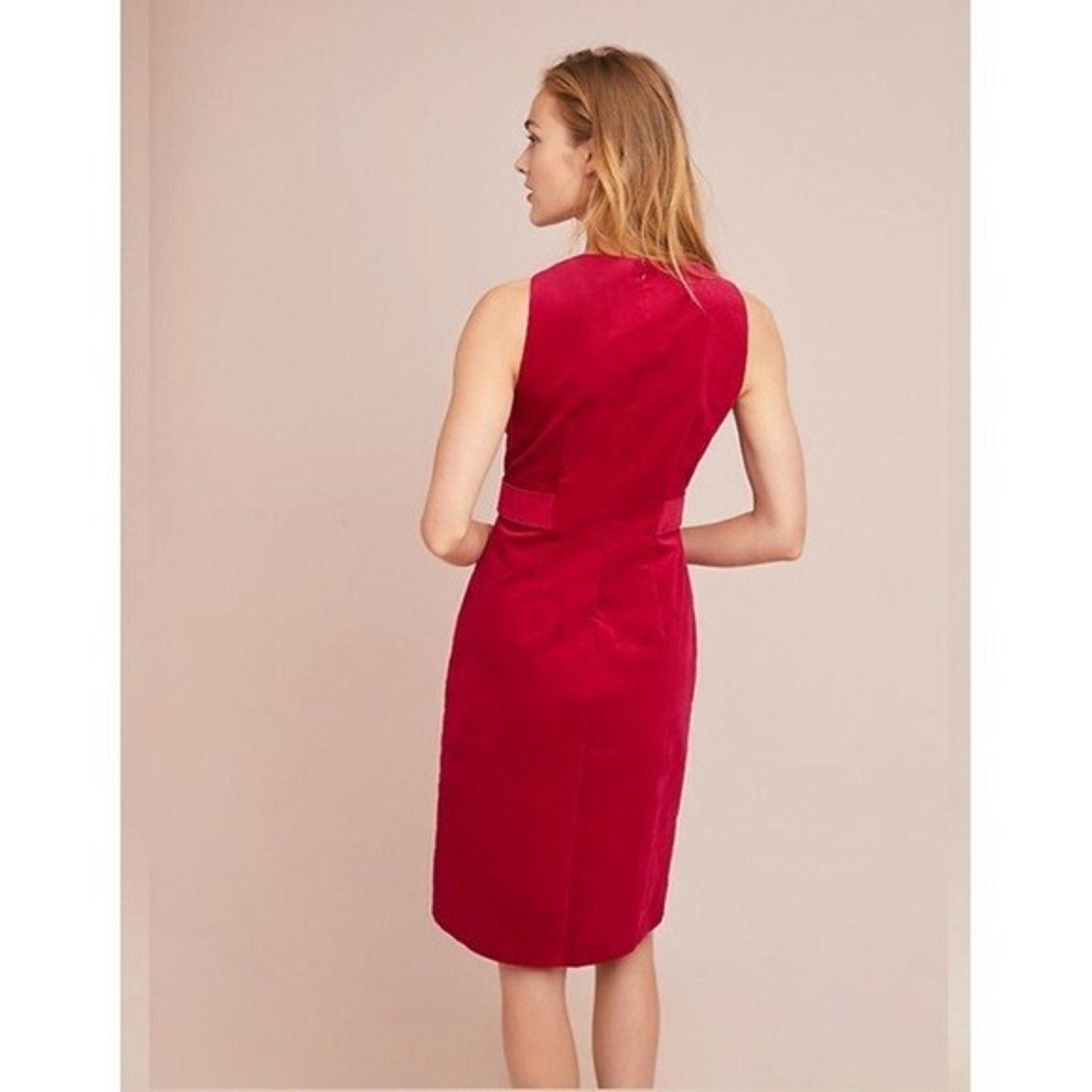 NEW Anthropologie Adria Moss Belted Corduroy Mini Dress $168 Size 6 Red