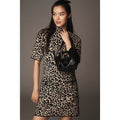 Anthropologie Annalise Mock-Neck Mini Sweater Dress by Maeve XS Cheetah Anthropologie