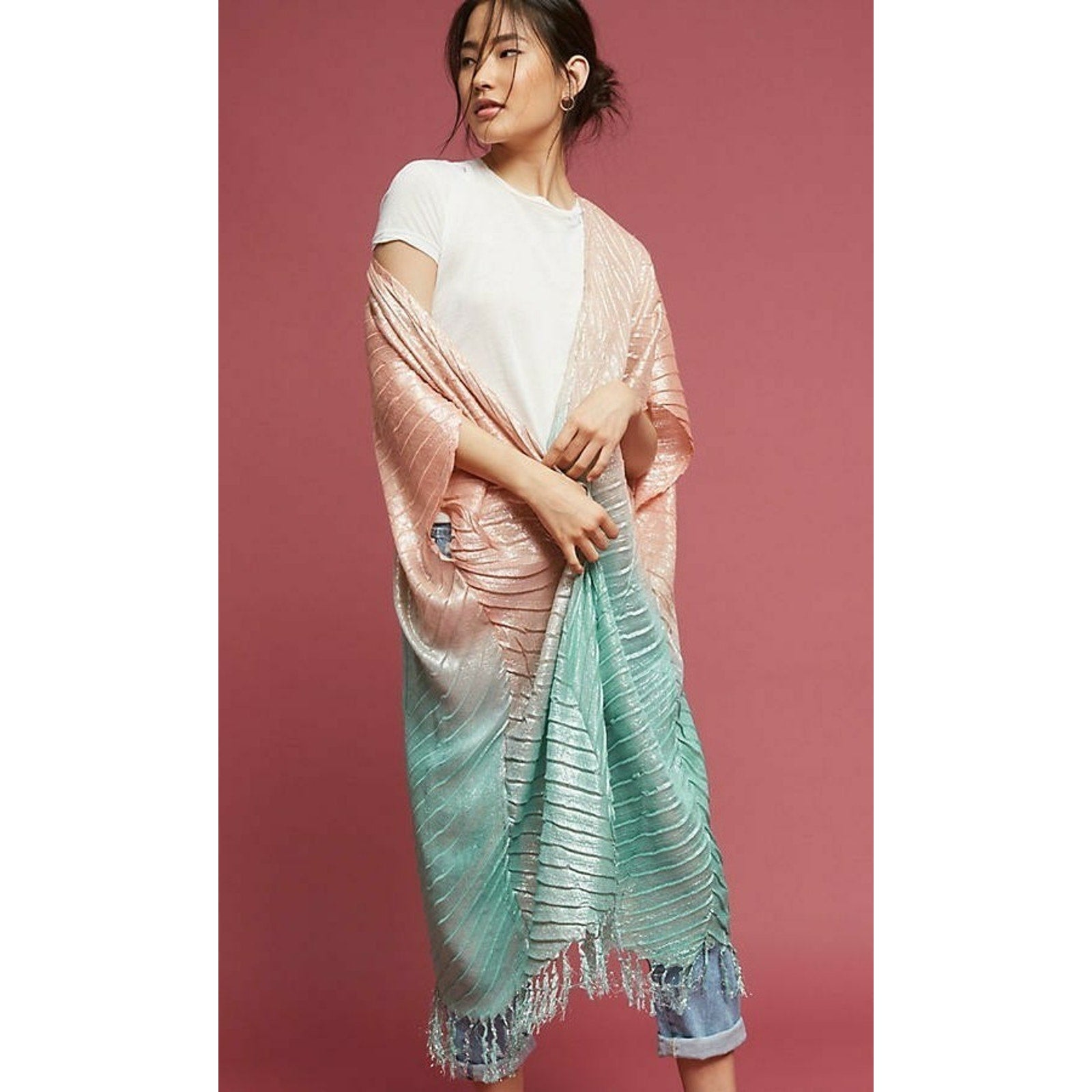 New Anthropologie Ombre Sheen Kimono Sz One Size NIP
