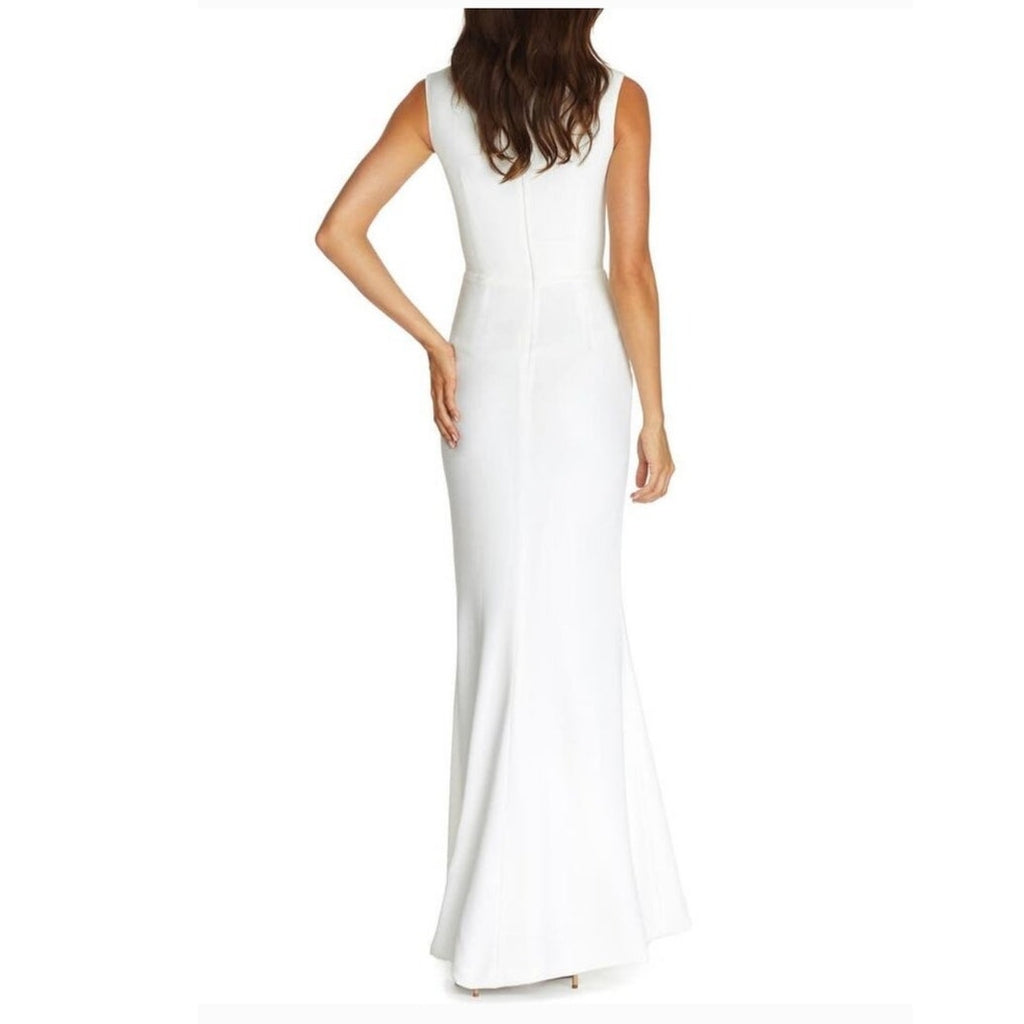 New Dress The Population Monroe Side Slit Gown $248 MEDIUM Off-White