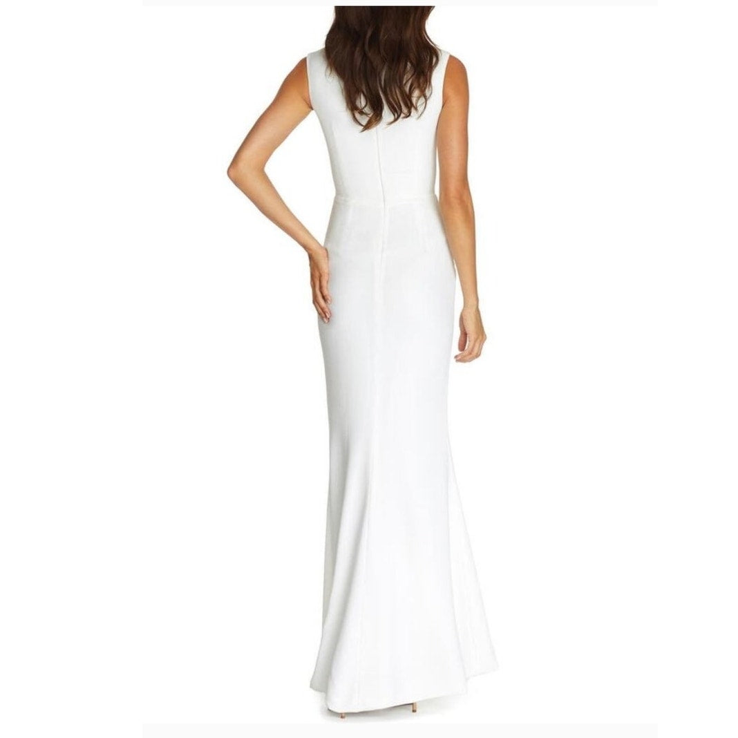 New Dress The Population Monroe Side Slit Gown $248 MEDIUM Off-White