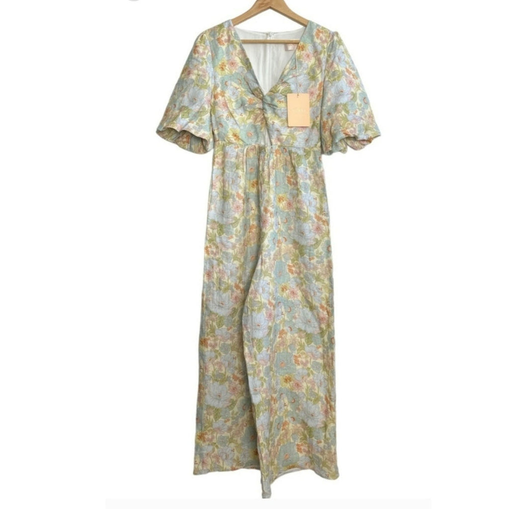 Anthropologie x Sancia The Aida Floral Wide-Leg Jumpsuit $239 PLUS 1X Green