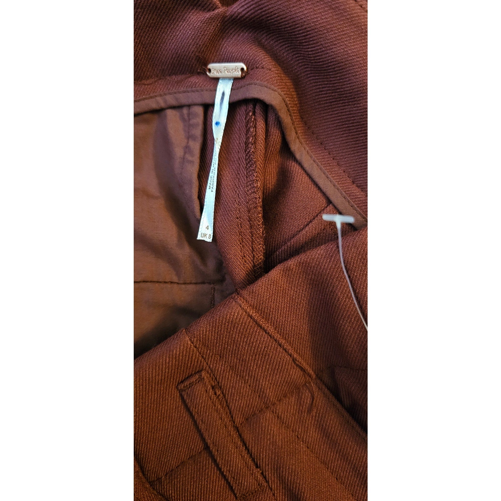 New FREE PEOPLE Calla Tailored Mid-Rise Trousers $108 SIZE 4 Garnet Straight