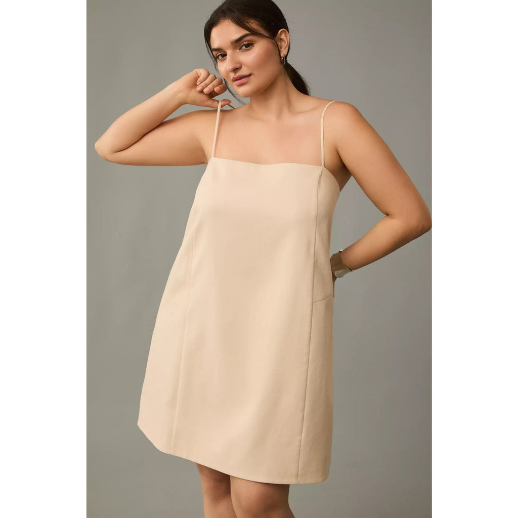 Anthropologie Mare Mare Linen Blend Square-Neck A-Line Mini Dress 1X Anthropologie